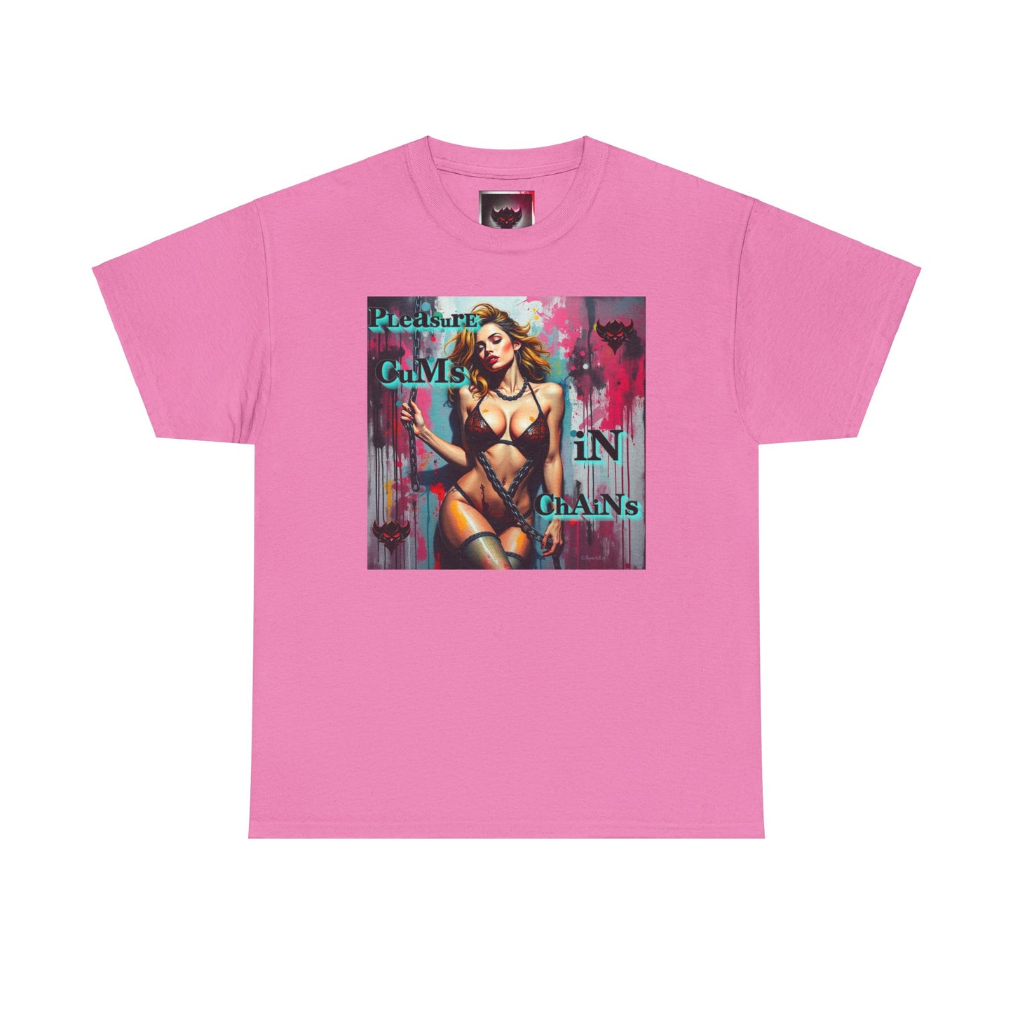 Street Art Unisex Heavy Cotton Tee - "Pleasure Cums in Chains" Graphic Shirt