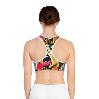 "Brat" Edgy Art Sports Bra - Bold Graphic Design for Athletes