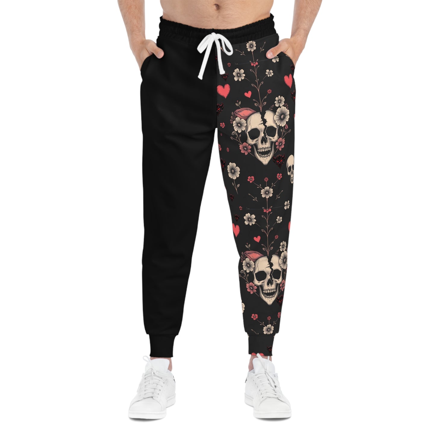 "Dead Love" Floral Skull Athletic Joggers - Trendy Comfortable Pants for Casual Wear