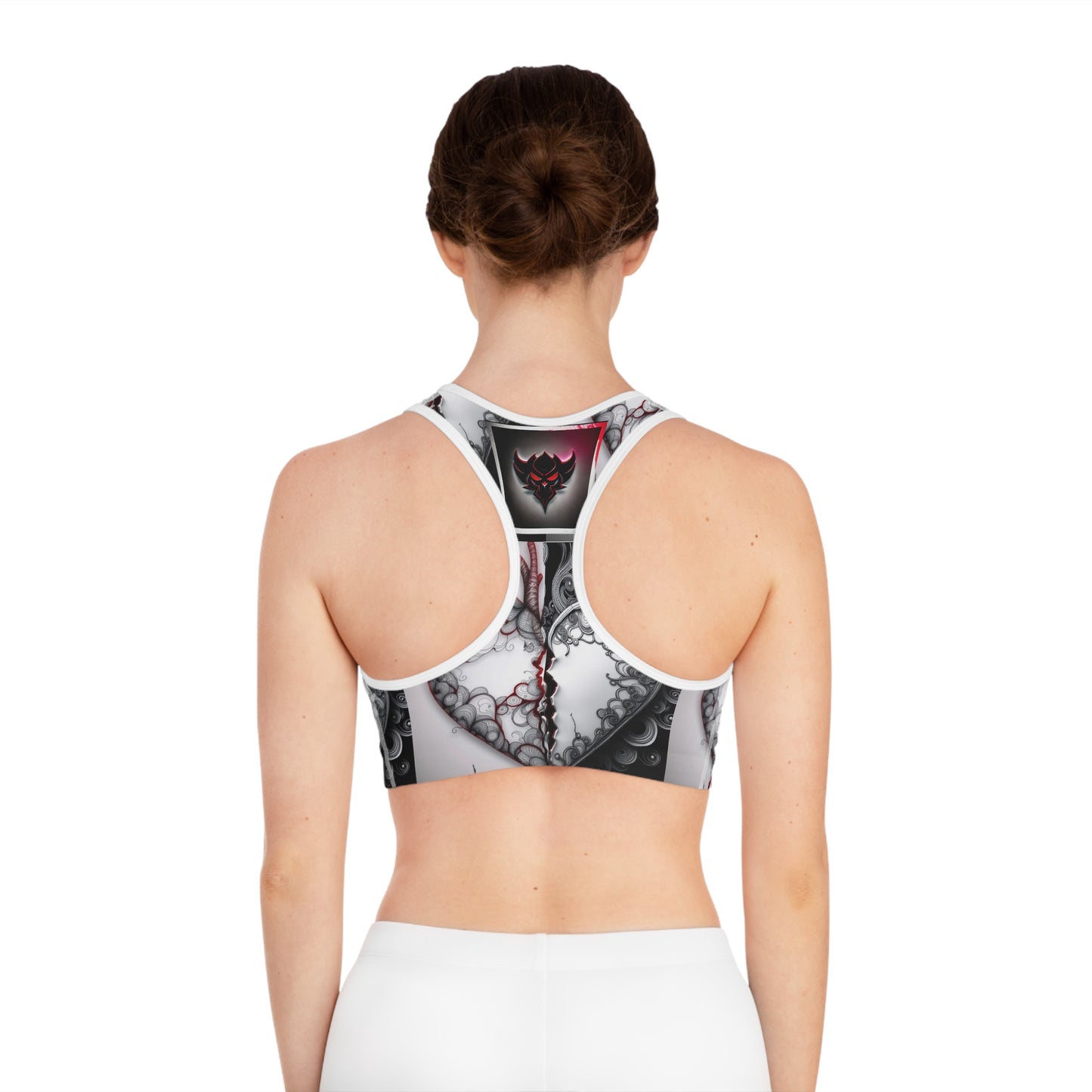 "Forever" Heartbreaker Sports Bra - Unique Black and Red Design for Fitness Lovers