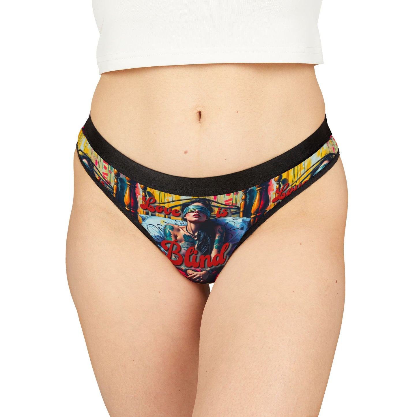 "Love is Blind" Women's Thongs - Stylish & Playful Underwear