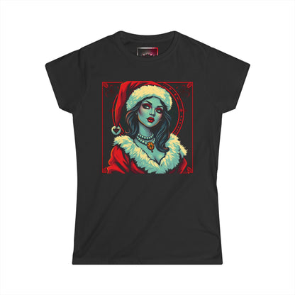 Gothic Pinup Santa Vixen Women's Heavy Cotton Tee - Festive Holiday T-Shirt