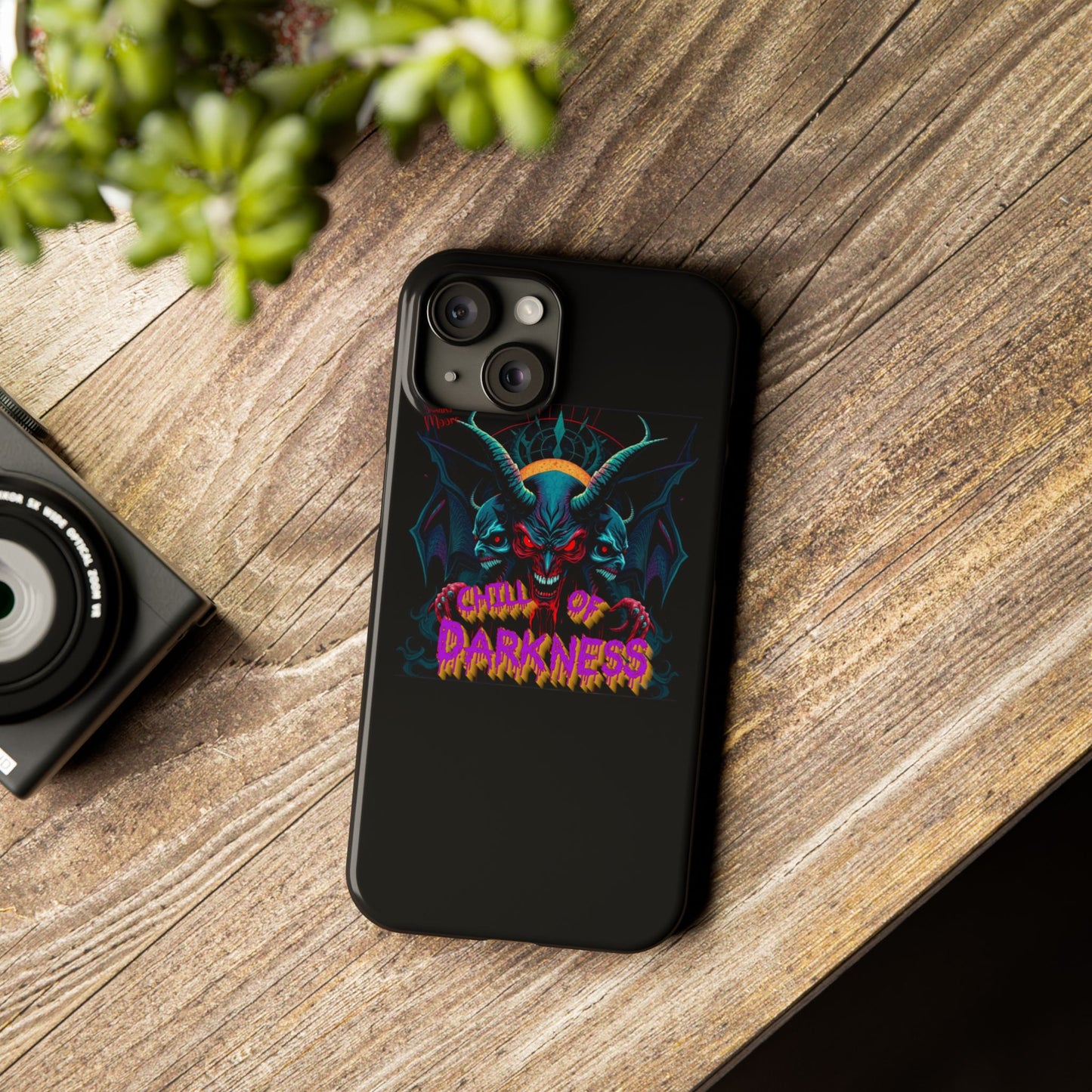 Chill of Darkness Slim Phone Case - Gothic Demon Design