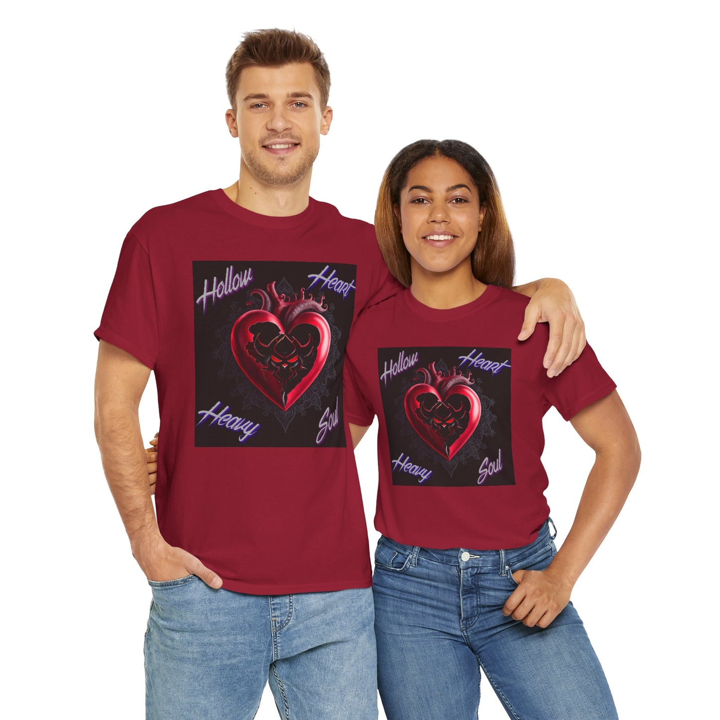 Hollow Heart Heavy Soul Unisex Cotton Tee - Edgy Graphic T-Shirt