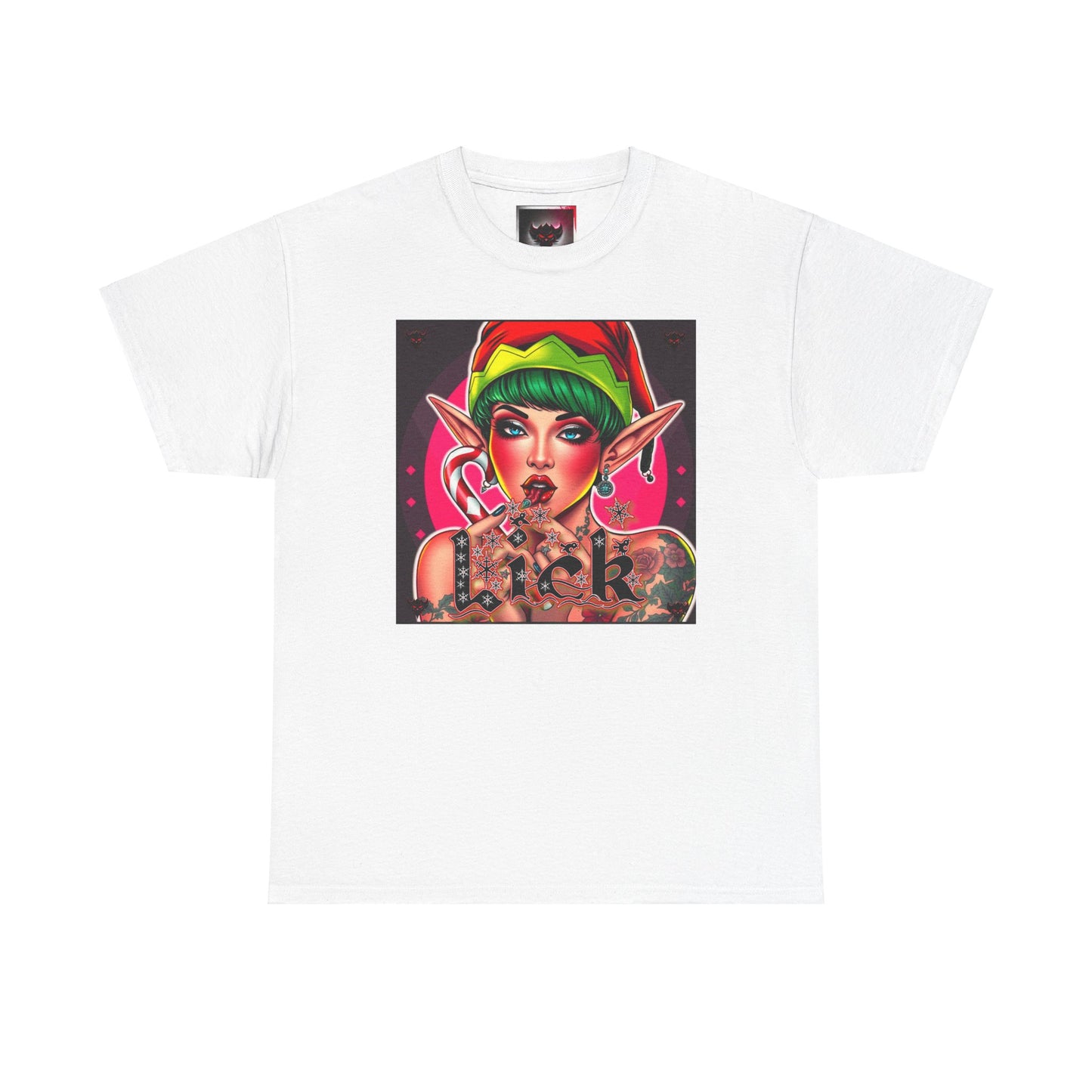 "Lick" Enchanting Elf Graphic T-Shirt - Unisex Heavy Cotton Shirt for Festive Vibes