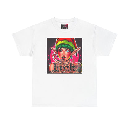 "Lick" Enchanting Elf Graphic T-Shirt - Unisex Heavy Cotton Shirt for Festive Vibes