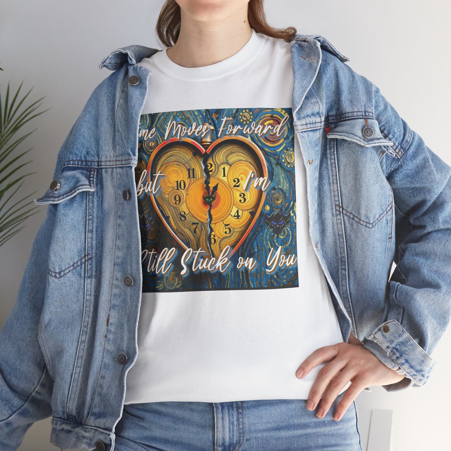 Still Stuck on You Heart Clock Tee - Unisex Heavy Cotton T-Shirt