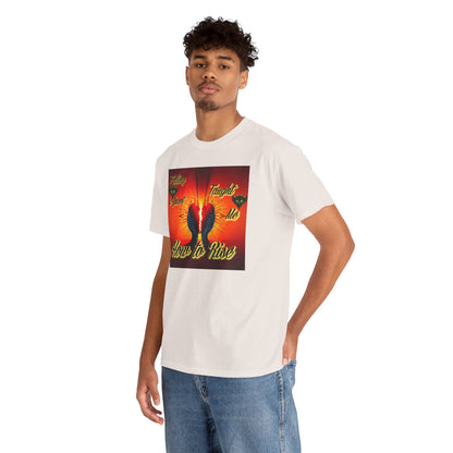 Inspirational Unisex Heavy Cotton Tee - "Falling Apart Taught Me How to Rise" Design