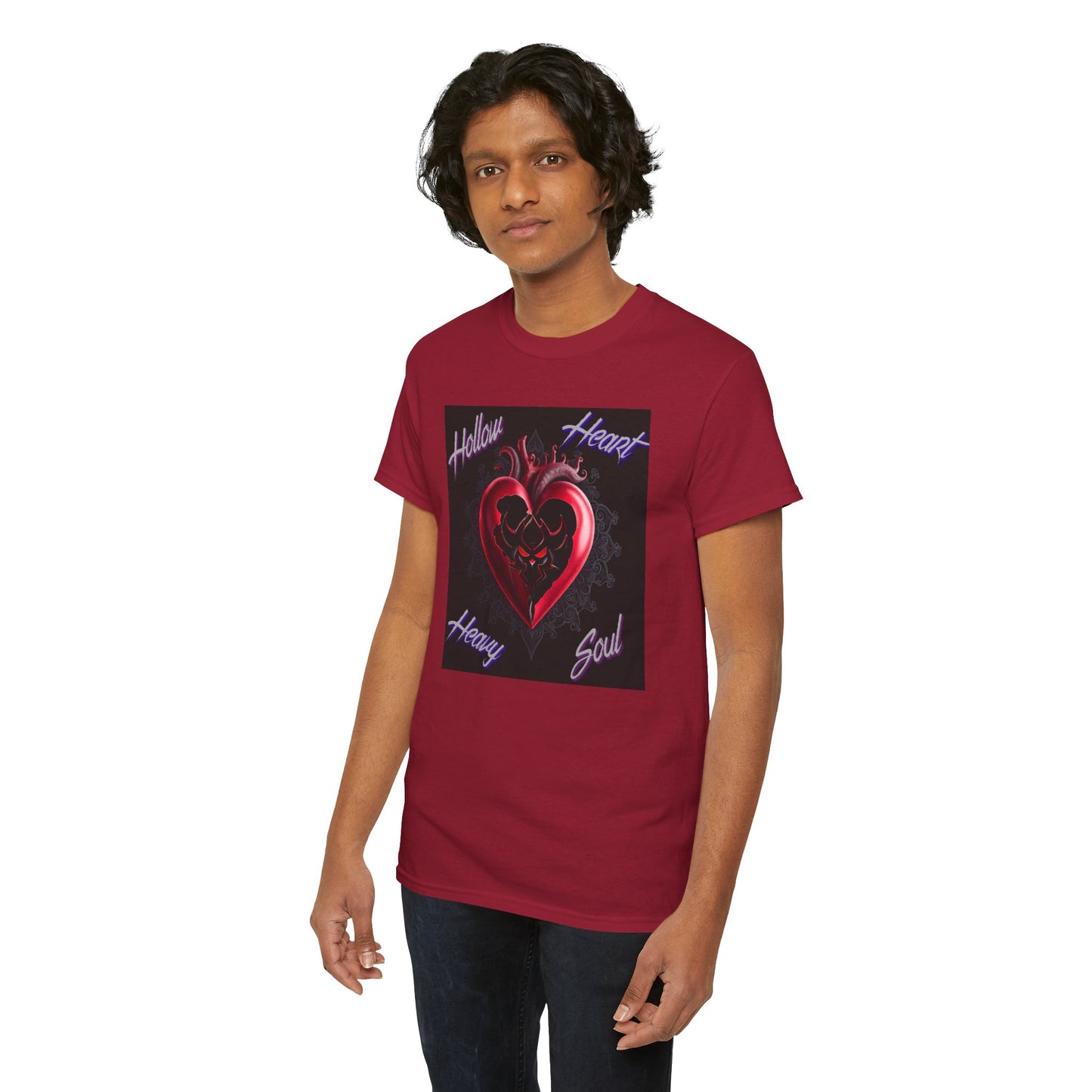 Hollow Heart Heavy Soul Unisex Cotton Tee - Edgy Graphic T-Shirt