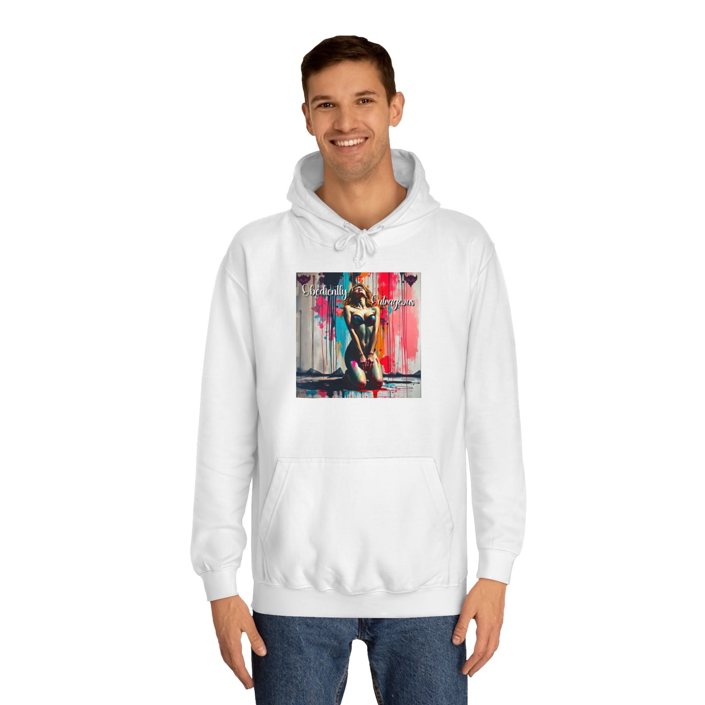 "Obediently Outrageous" Artistic Unisex College Hoodie - Unique Urban Design