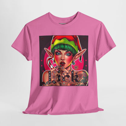 "Lick" Enchanting Elf Graphic T-Shirt - Unisex Heavy Cotton Shirt for Festive Vibes