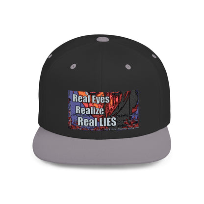 Graphic Flat Bill Snapback - "Real Eyes Realize Real Lies"