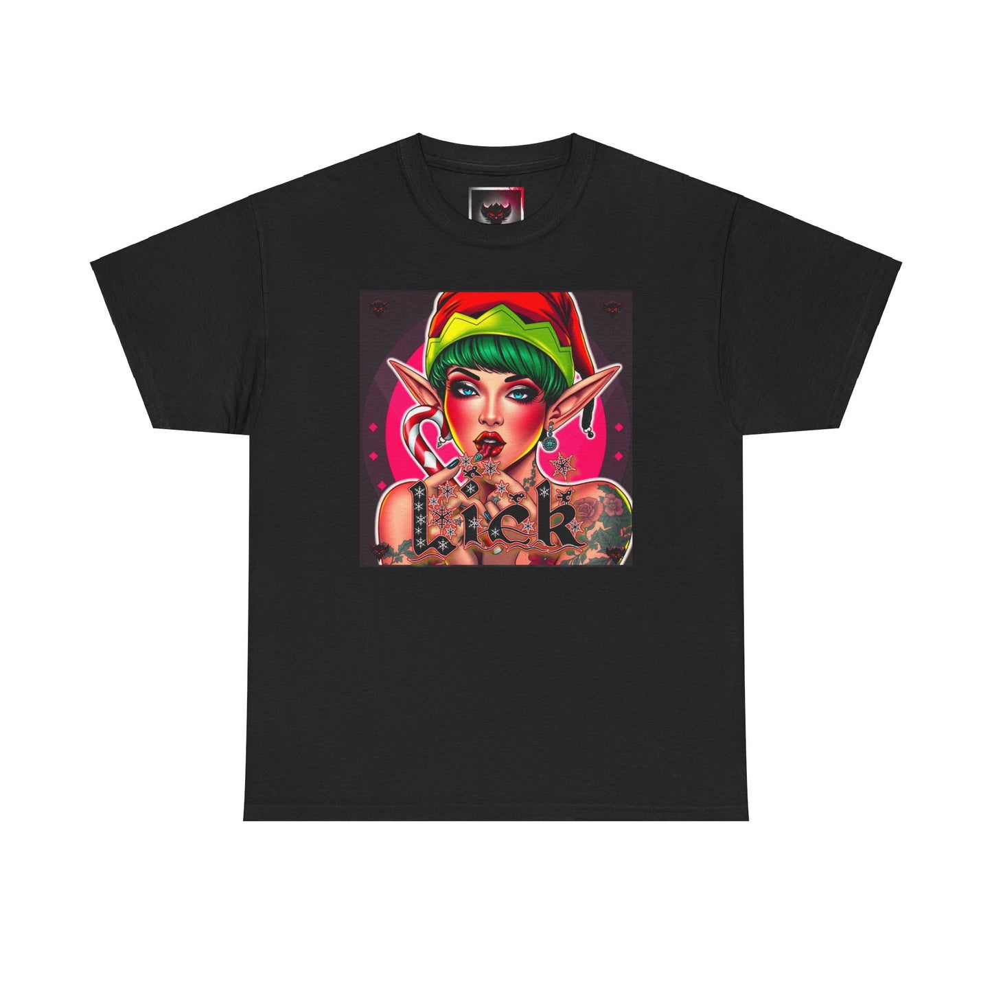 "Lick" Enchanting Elf Graphic T-Shirt - Unisex Heavy Cotton Shirt for Festive Vibes