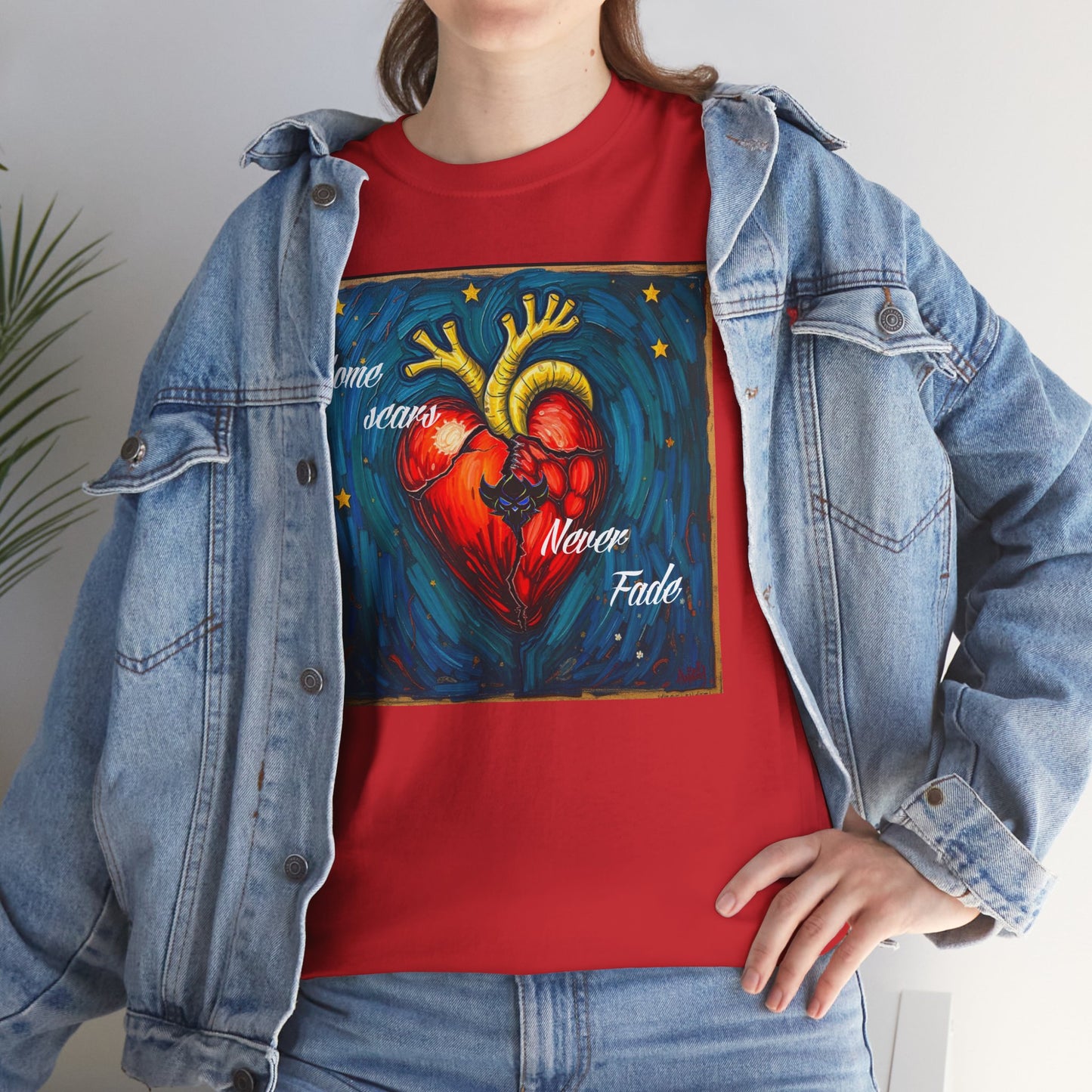 Heart Art Unisex Heavy Cotton Tee - "Some scars never fade"