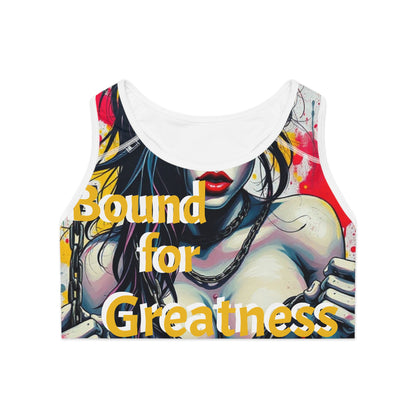 "Bound for Greatness" Graphic Sports Bra - Empowering Athletic Wear for Fitness Enthusiasts