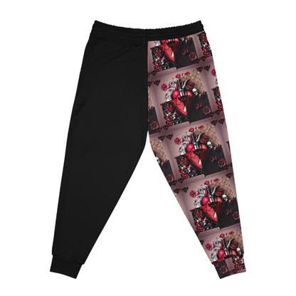 "Tangled Hearts" Stylish Athletic Joggers with Romantic Floral Design - Perfect for Casual Wear and Gifting