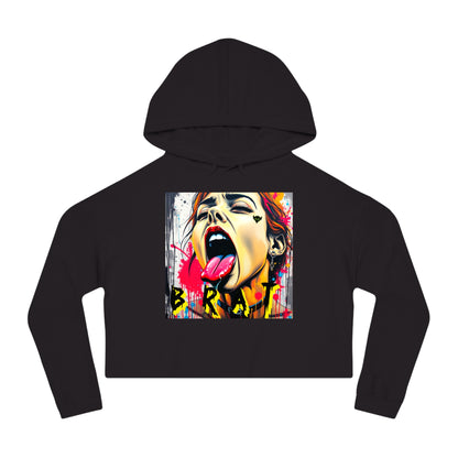 "Brat" Bold Art Women’s Cropped Hooded Sweatshirt - Street Style Graphic Tee