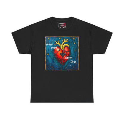 Heart Art Unisex Heavy Cotton Tee - "Some scars never fade"