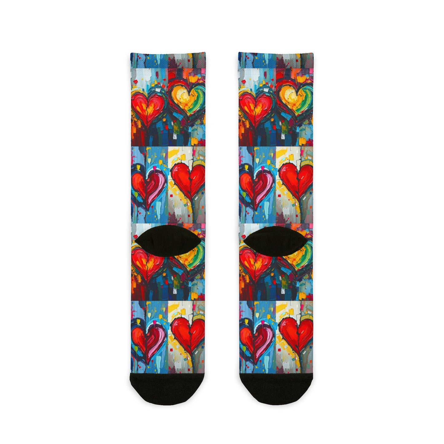 Colorful Heart Art Crew Socks - Perfect for Valentine's Day and Everyday Love