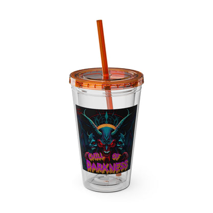 Chill of Darkness-Sunsplash Tumbler with Straw | 16oz Vibrant Drinkware for Dark Aesthetic Lovers