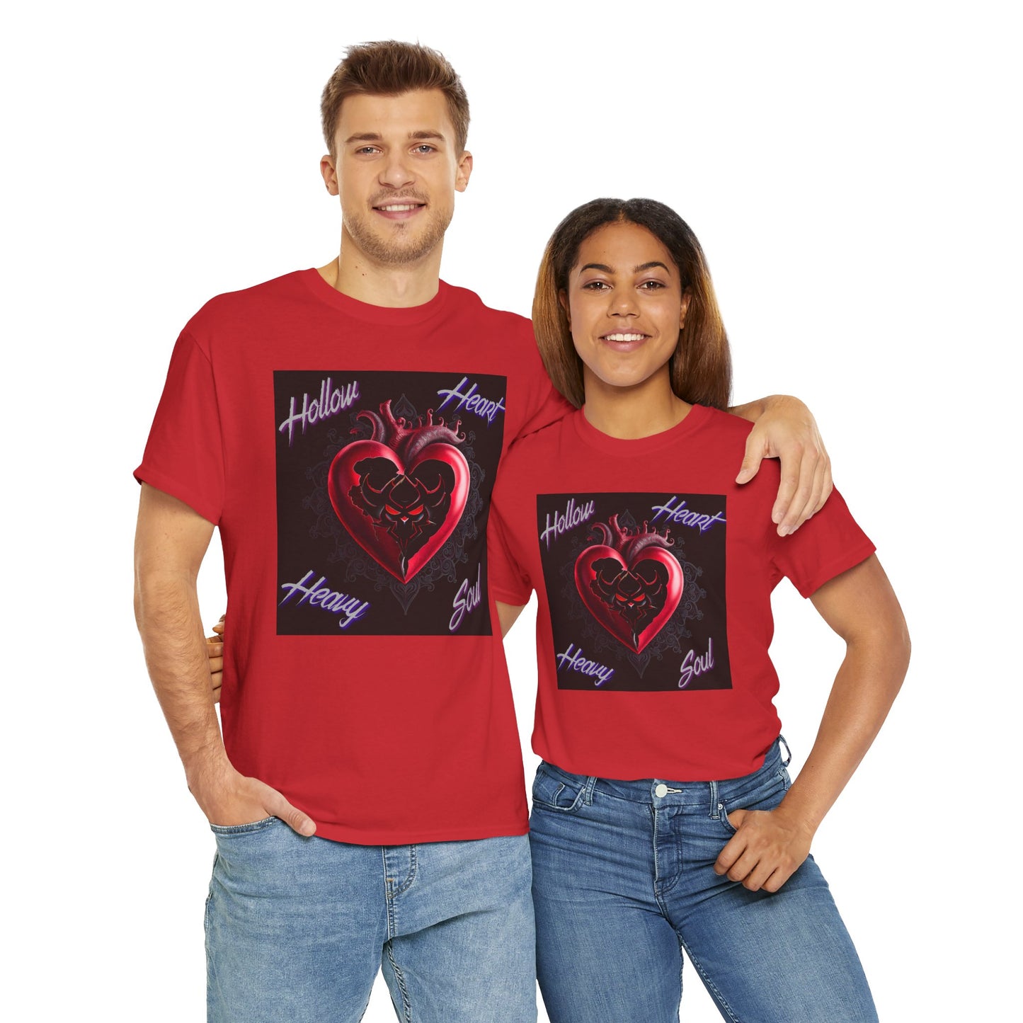 Hollow Heart Heavy Soul Unisex Cotton Tee - Edgy Graphic T-Shirt