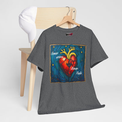 Heart Art Unisex Heavy Cotton Tee - "Some scars never fade"