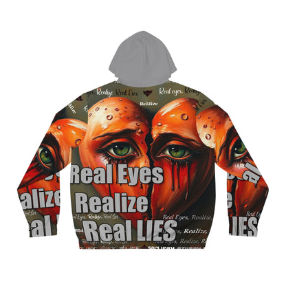 Men's Full-Zip Hoodie - Artful Statement Hoodie with 'Real Eyes Realize Real Lies' Design