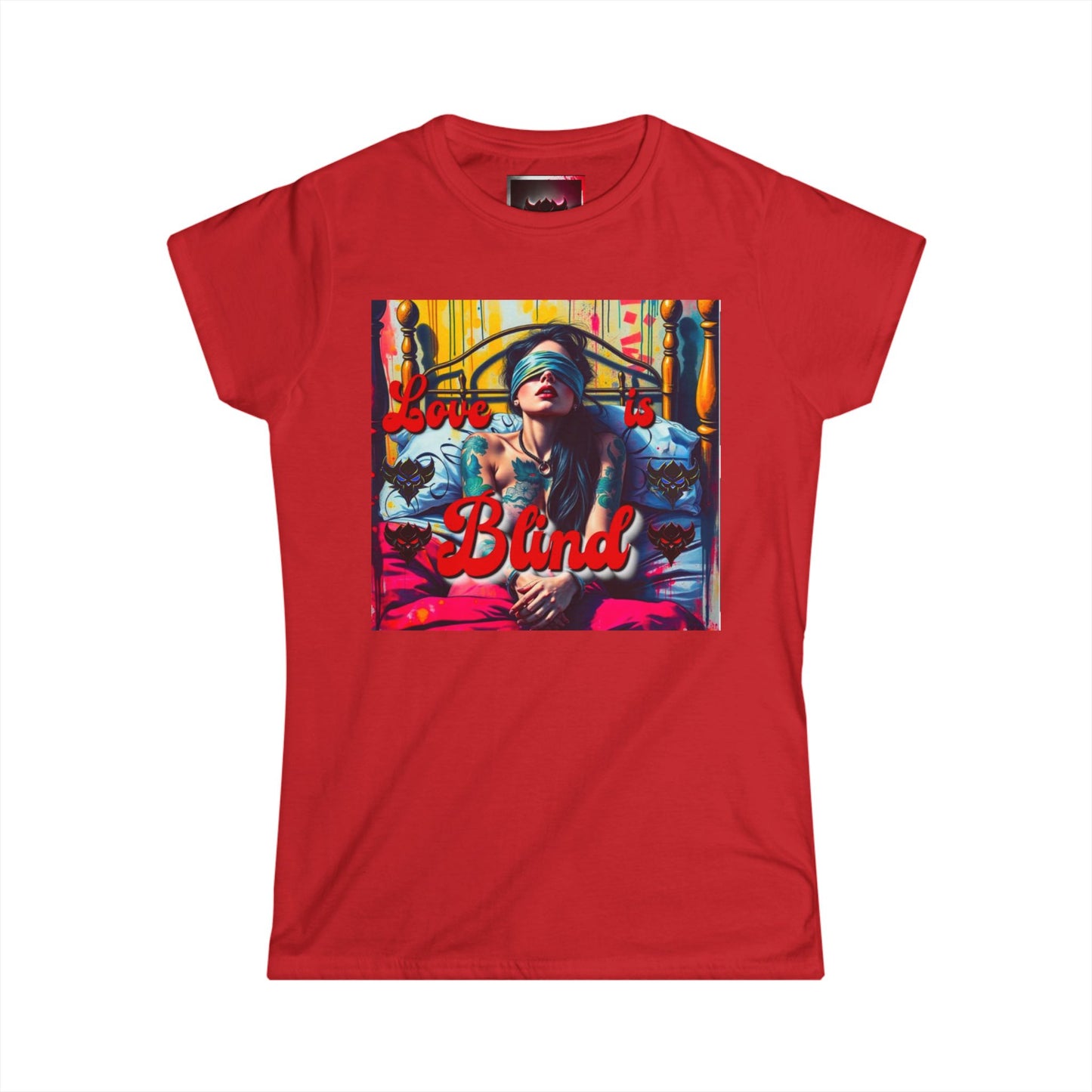 "Love is Blind" Women's Softstyle Tee - Artistic Graphic T-Shirt for Self-Expression