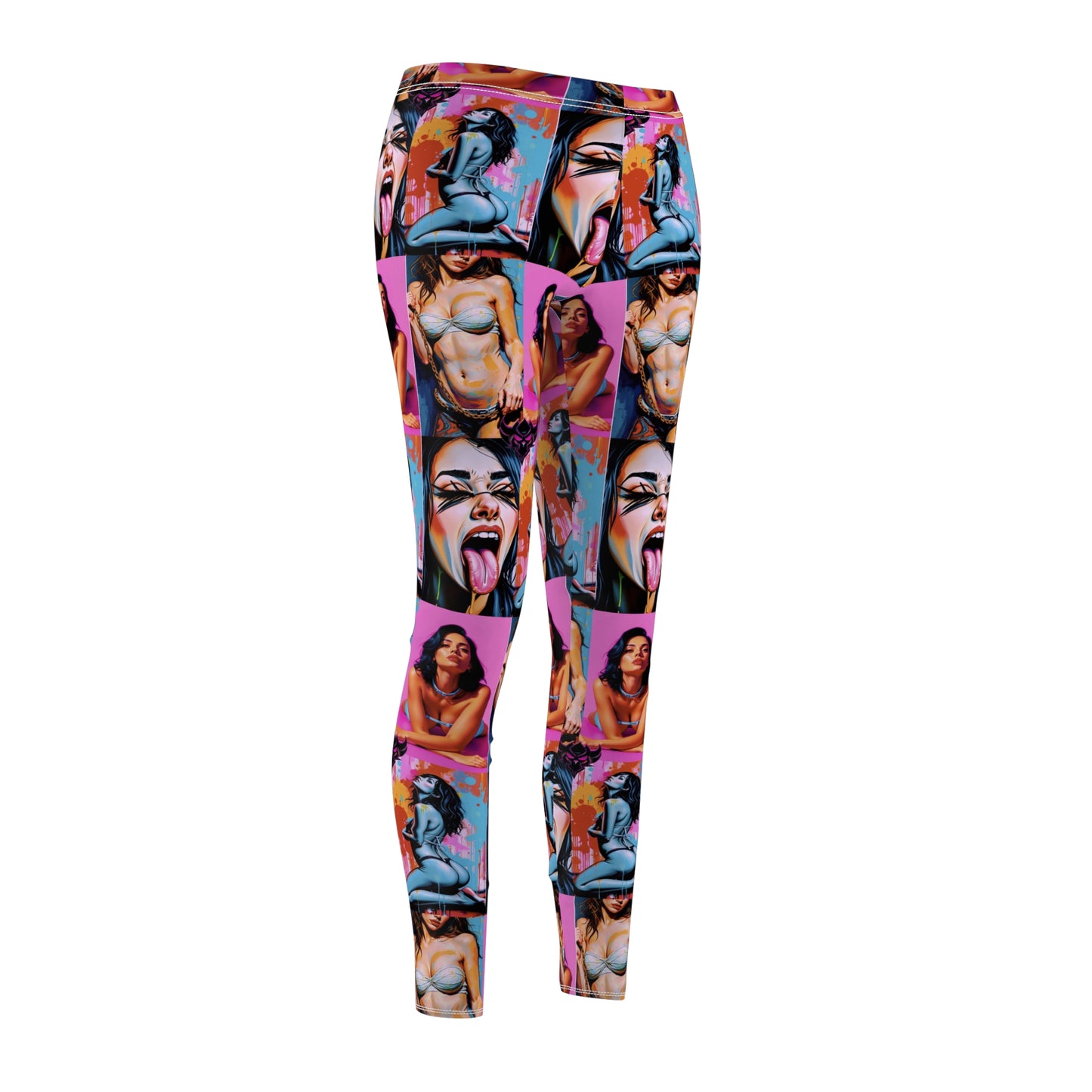 "Kink" Vibrant Women's Cut & Sew Casual Leggings - Bold Graphic Art Design