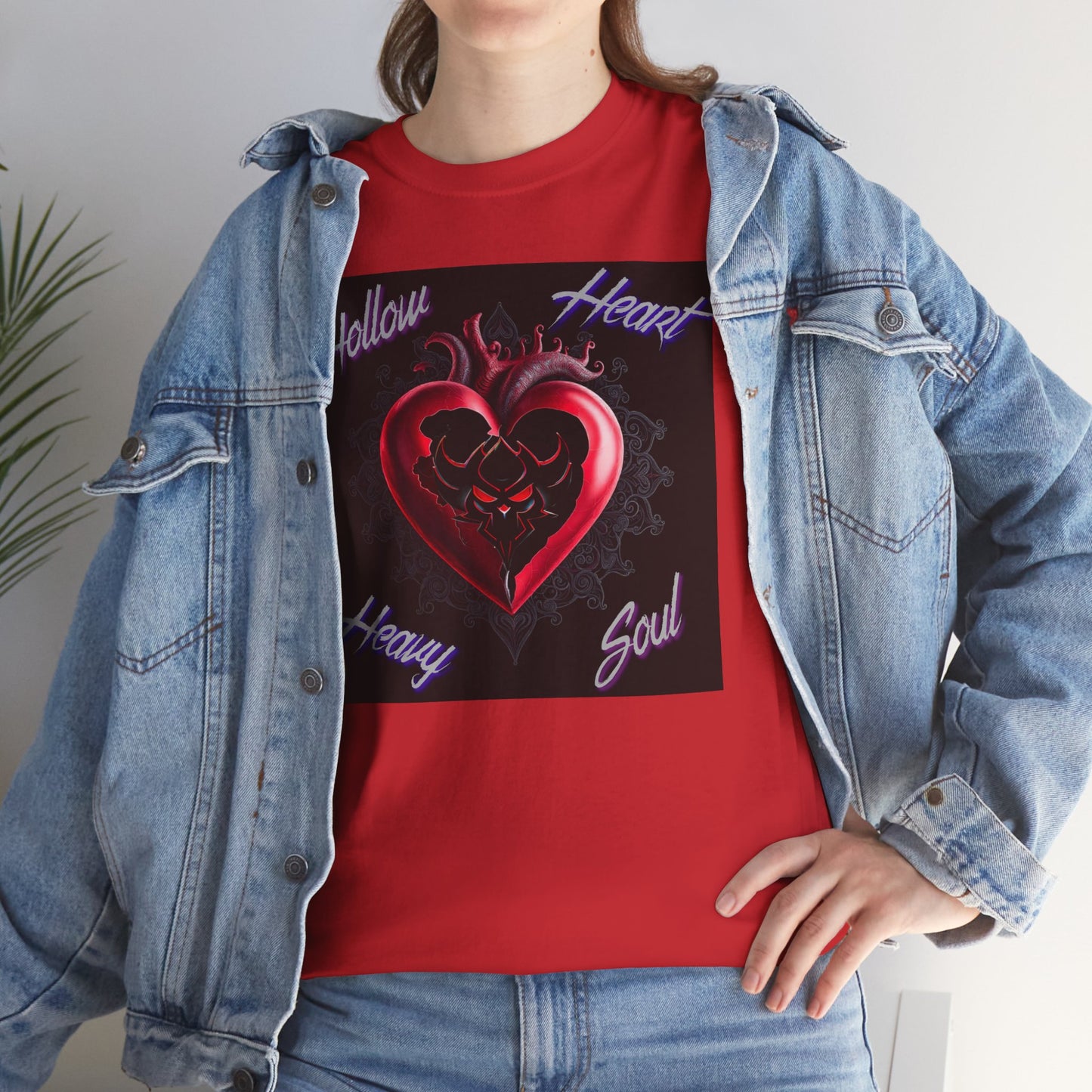 Hollow Heart Heavy Soul Unisex Cotton Tee - Edgy Graphic T-Shirt