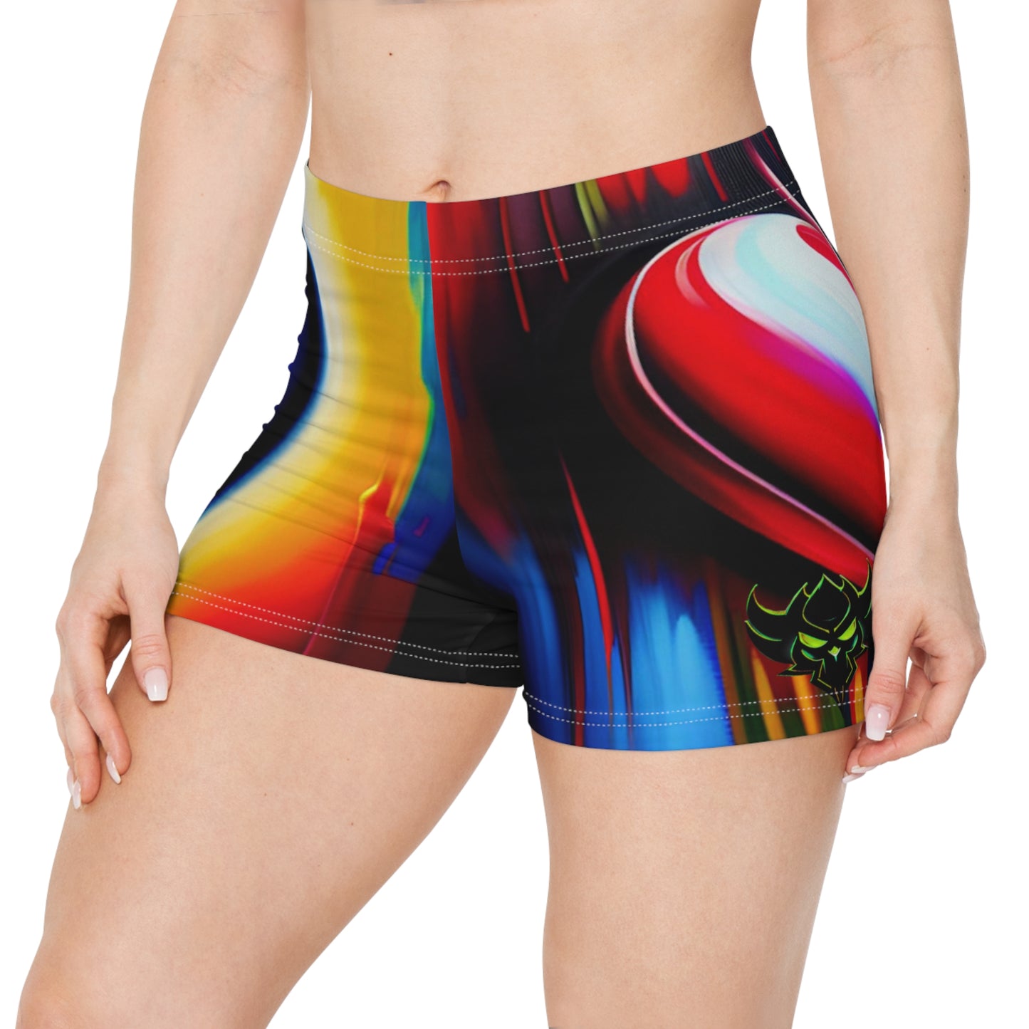 "Heartache" Colorful Abstract Heart Women's Shorts - Vibrant Summer Wear