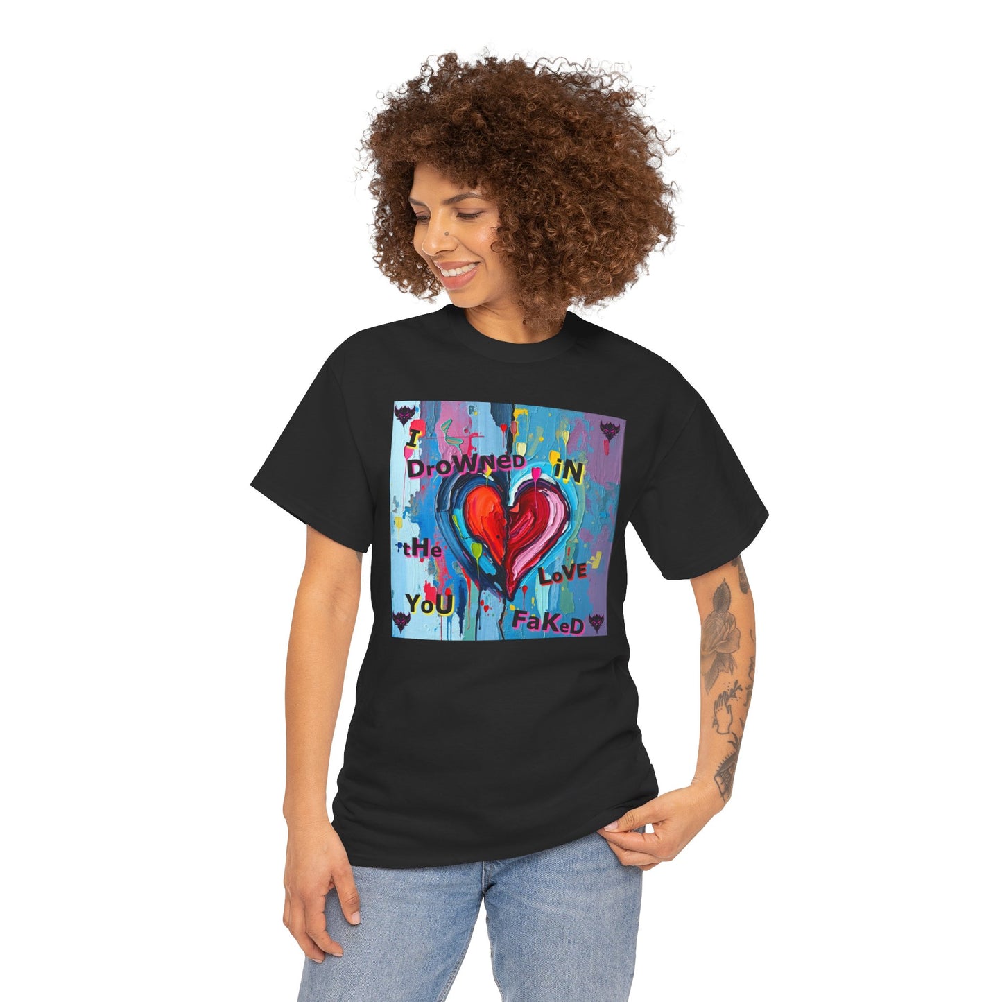 Heartfelt Unisex Heavy Cotton Tee - "I Drowned in the Love You Faked"