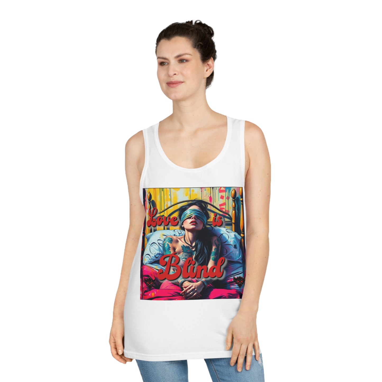 "Love is Blind" Unisex Softstyle™ Tank Top - Stylish Comfort for Summer Celebrations