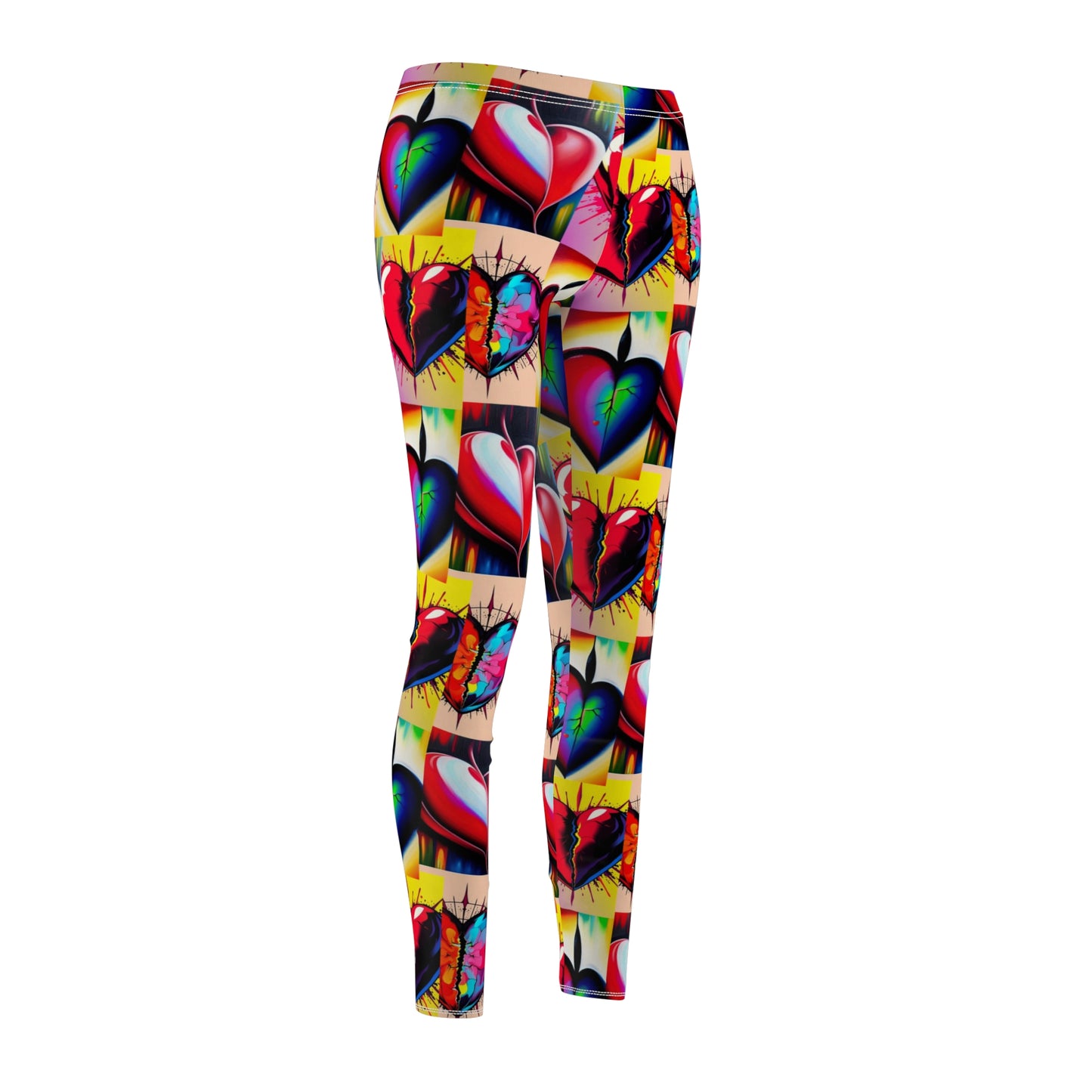 "You Broke Me But I Rebuilt Stronger" Colorful Heart Print Leggings for Women - Casual Fitness Fashion