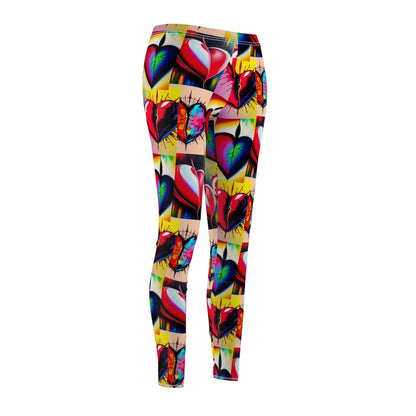 "You Broke Me But I Rebuilt Stronger" Colorful Heart Print Leggings for Women - Casual Fitness Fashion