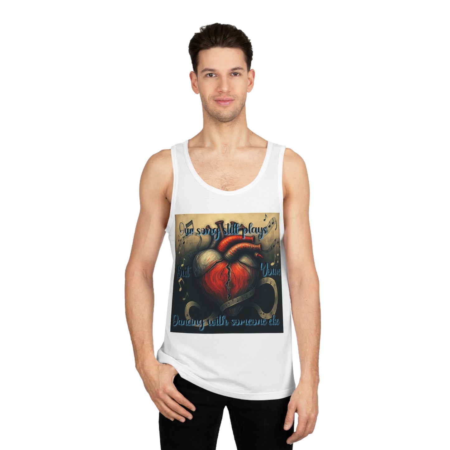 "Our Song Still Plays But You're Dancing with Someone Else" Heartfelt Song Plays Unisex Softstyle™ Tank Top - Perfect for Music Lovers