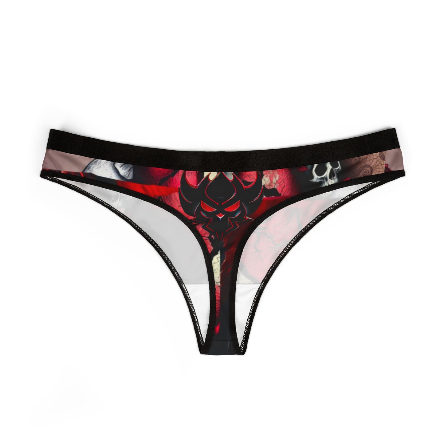 "Tangled Hearts" Edgy Women's Thongs with Skull and Heart Design