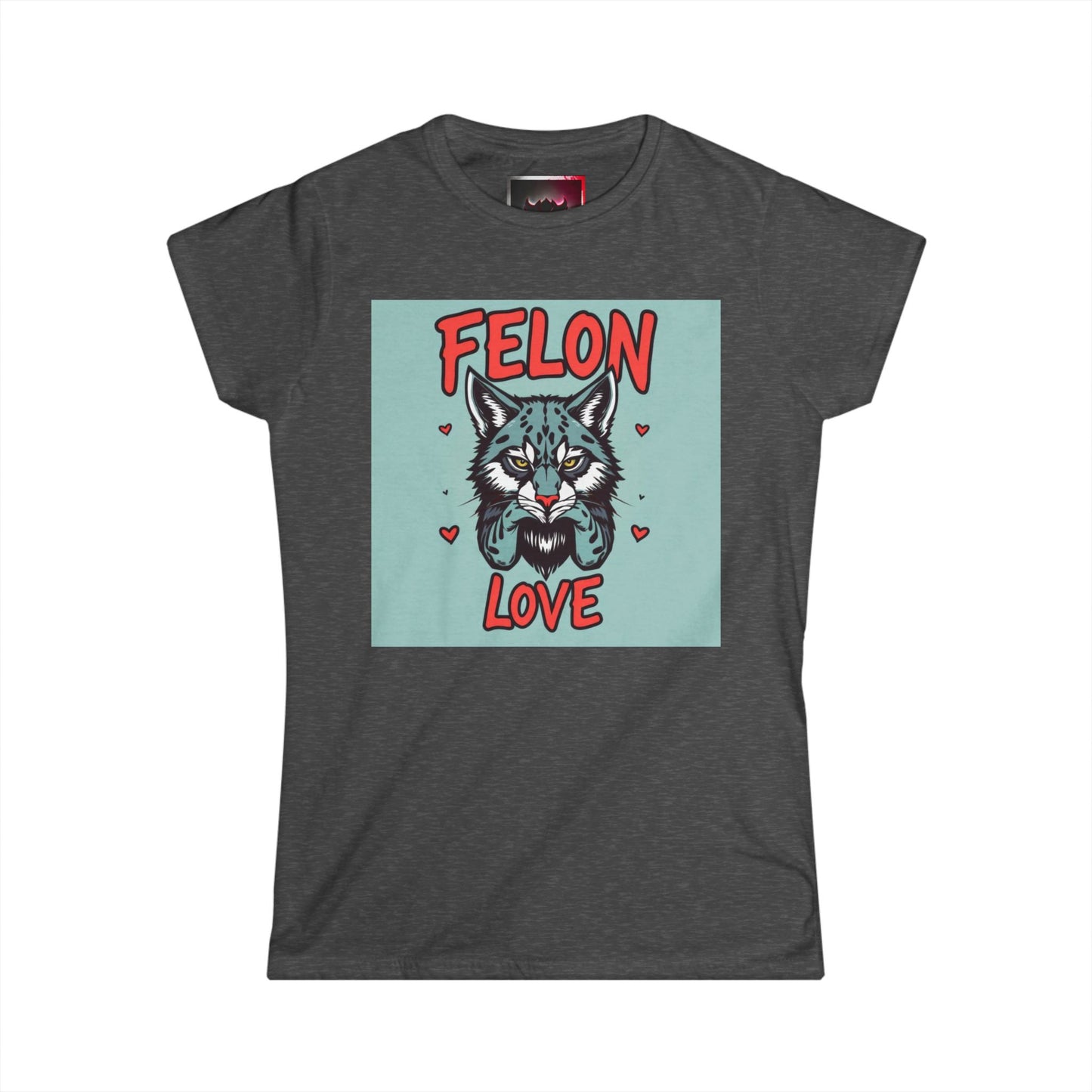 Felon Love Women's Softstyle Tee – Cute Cat Graphic T-Shirt for Animal Lovers
