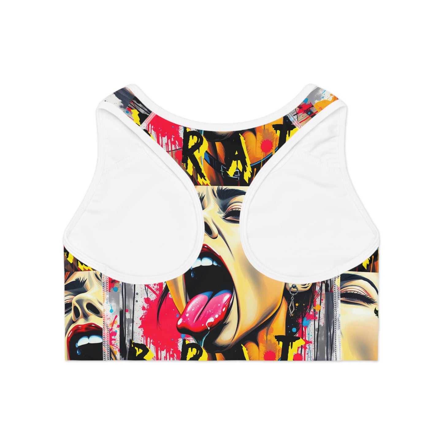 "Brat" Edgy Art Sports Bra - Bold Graphic Design for Athletes