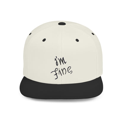 White Flat Bill Snapback Hat - 'I'm Fine/Save Me' Casual Cap