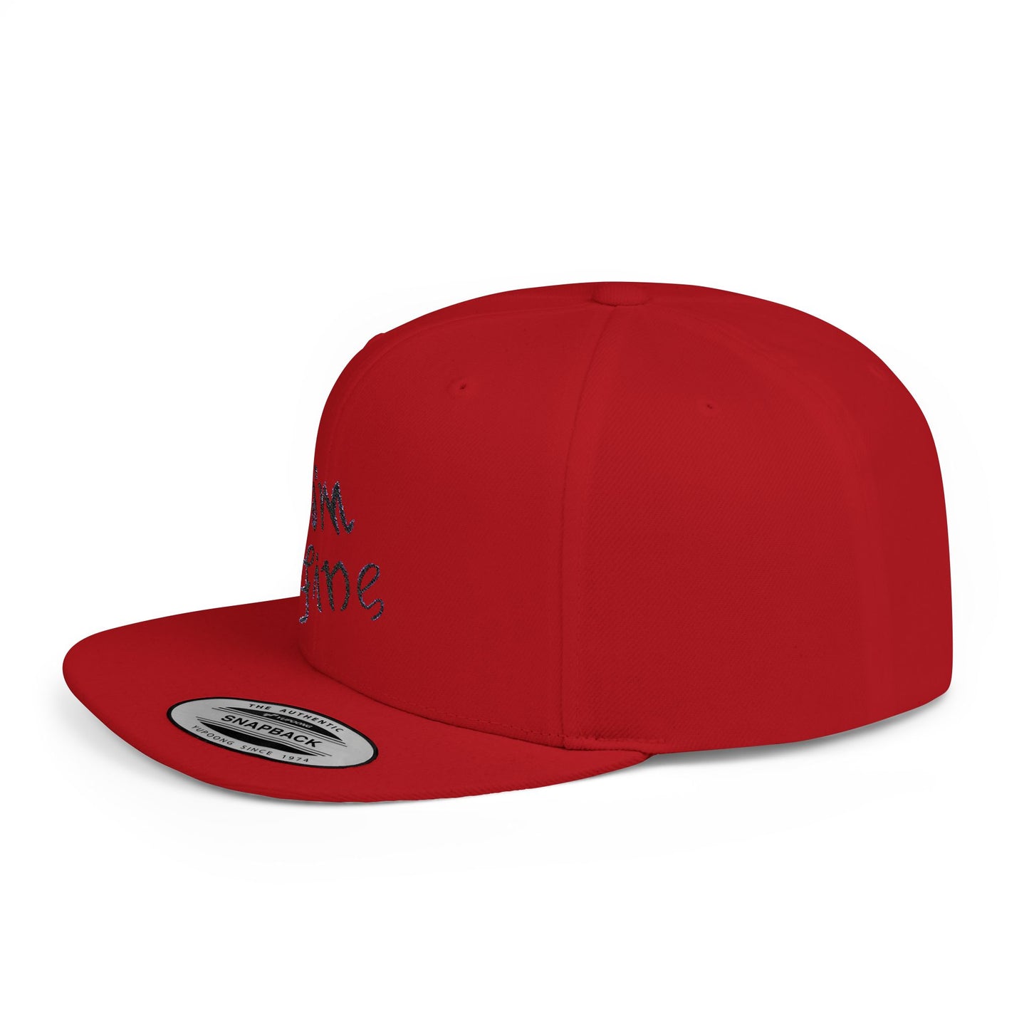 White Flat Bill Snapback Hat - 'I'm Fine/Save Me' Casual Cap