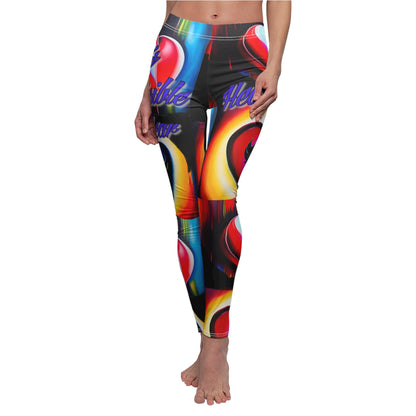 "Heartache: Love's Invisible Scar" Vibrant Heart Graphic Leggings for Women - Casual & Stylish Activewear