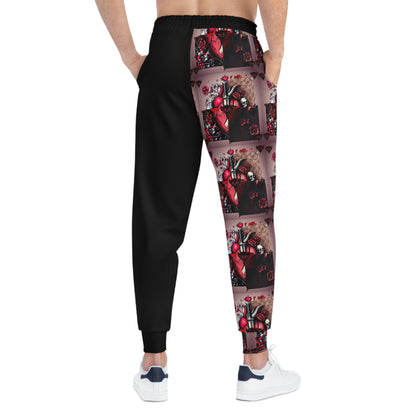 "Tangled Hearts" Stylish Athletic Joggers with Romantic Floral Design - Perfect for Casual Wear and Gifting