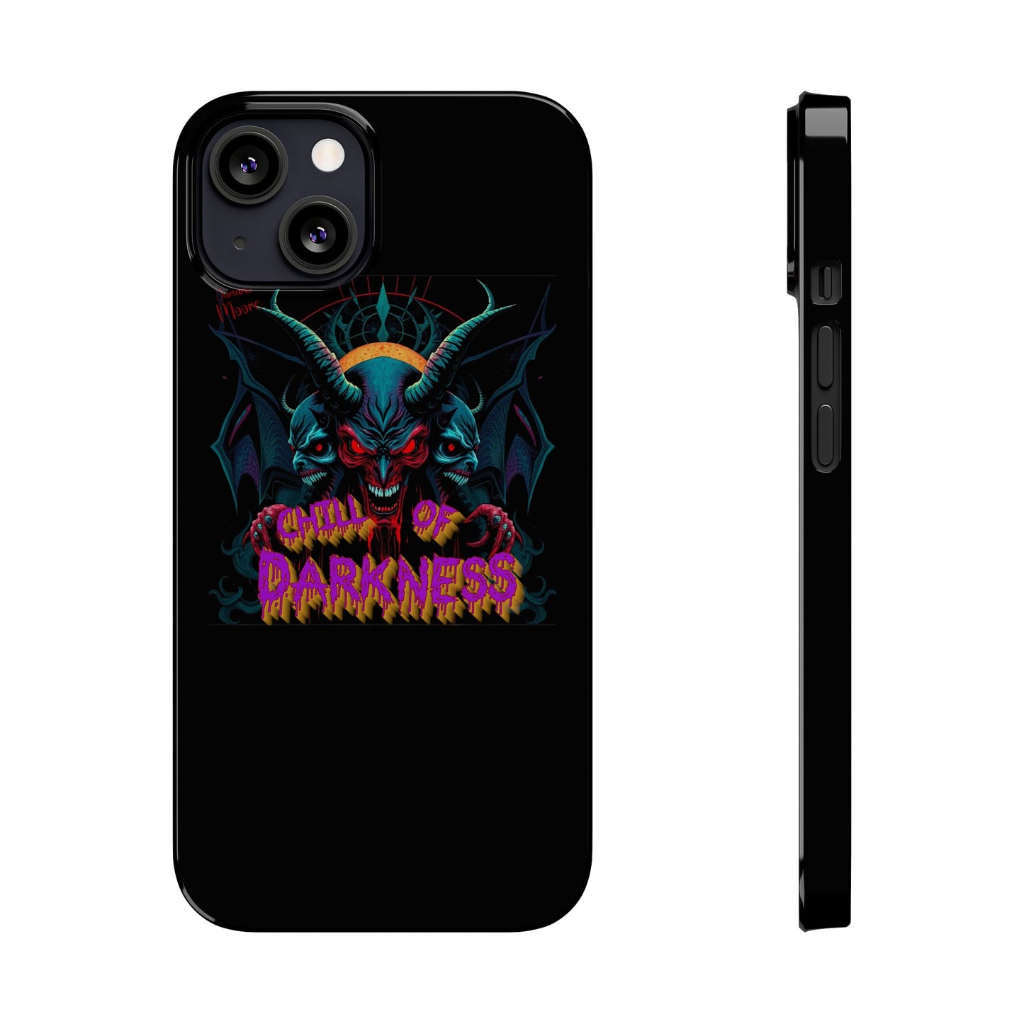 Chill of Darkness Slim Phone Case - Gothic Demon Design