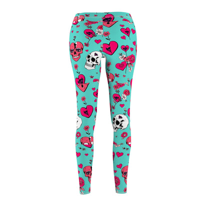 Vibrant Skull & Heart Leggings for Women - Stylish Casual Activewear