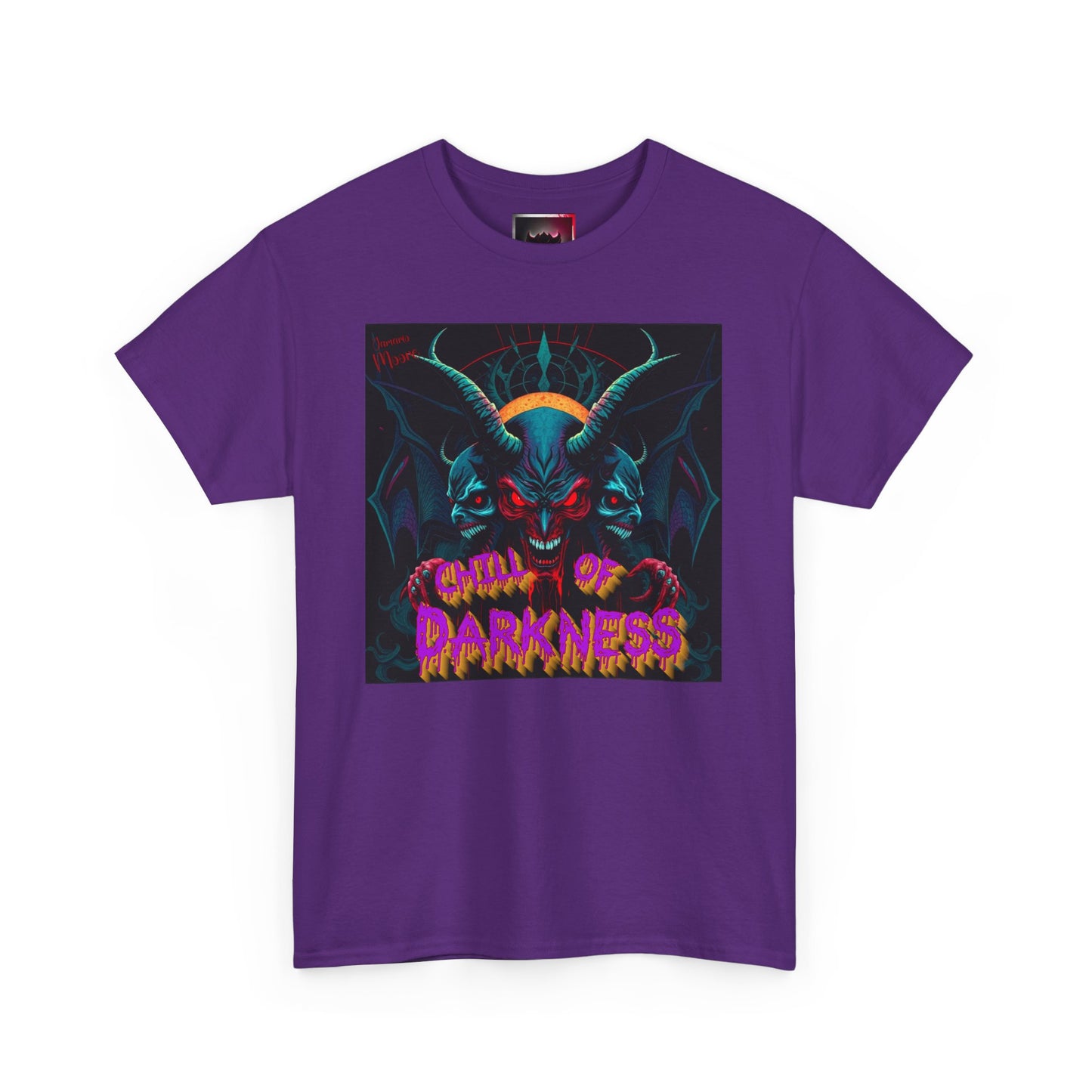 Embroidered Heavy Cotton T-Shirt - "Chill of Darkness" Monster Graphic