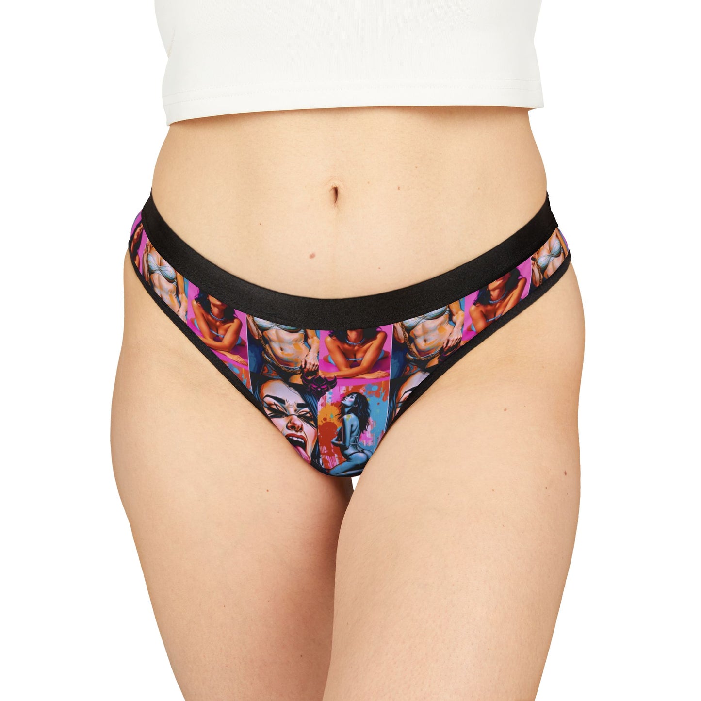 Bold Graphic Women's Thongs - Vibrant Colorful Design, Unique Art for Confident Styles