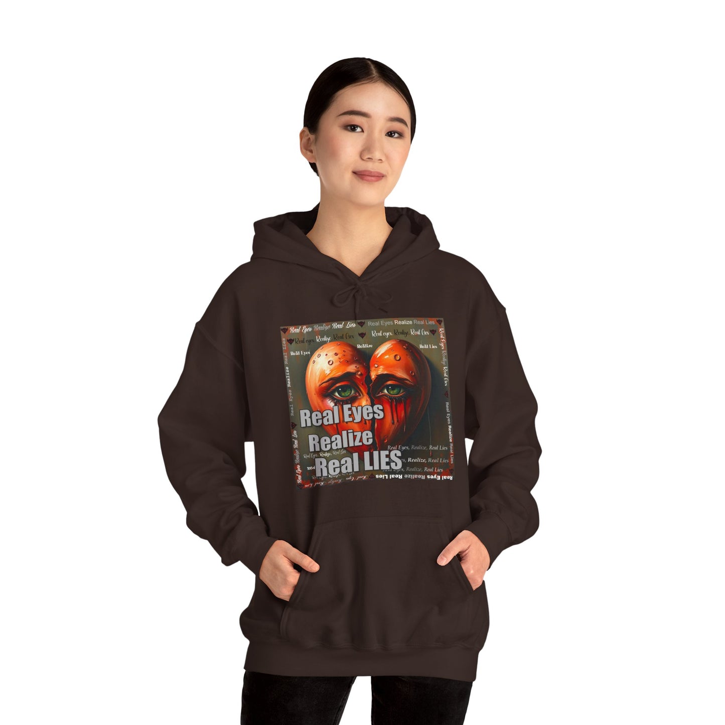 Unisex Hoodie with "Real Eyes Realize Real LIES" Graphic - Trendy Streetwear