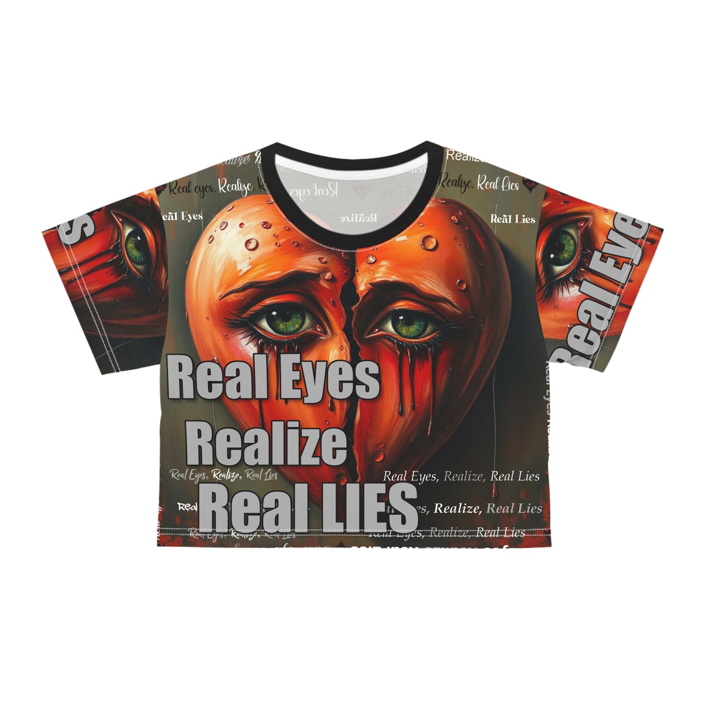 Edgy Crop Tee - 'Real Eyes, Realize, Real LIES' Graphic Shirt