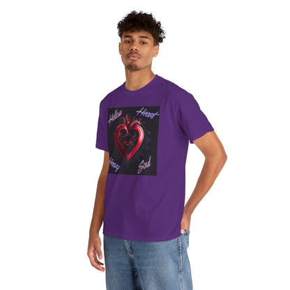 Hollow Heart Heavy Soul Unisex Cotton Tee - Edgy Graphic T-Shirt